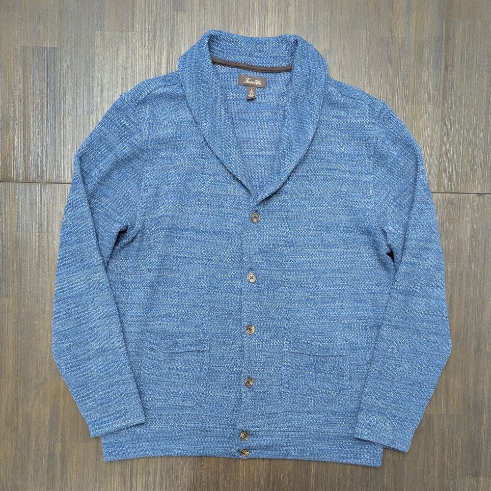 Tasso Elba | Men's Large Blue Shawl Collar Sweater | Cotton Blend